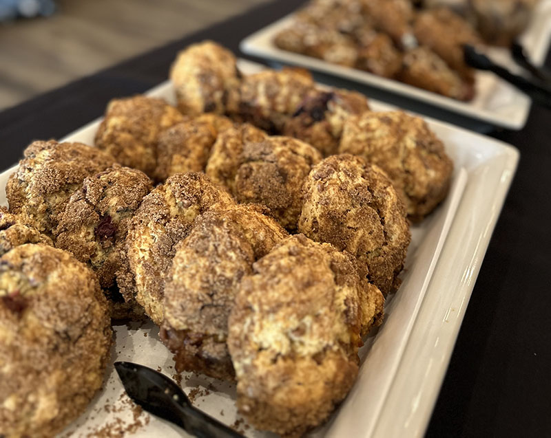 Sweets Tray with assorted cake breads, cookies, muffins, brownies, and scones